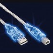 Kabelis USB 2.0 A/B 1.8m. Blue Light