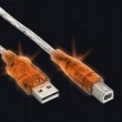 Kabelis USB 2.0 A/B 5m. Orange light