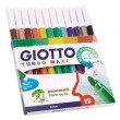 Flomasteri GIOTTO MAXI 12 krāsas,  kartona iepakojums